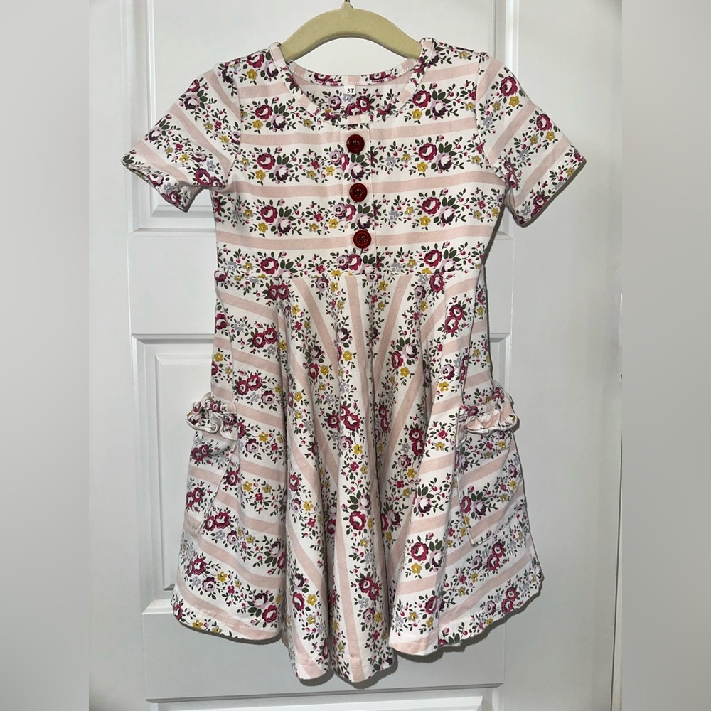 Jane+Jo Red Puff Sleeve Sundress with Peter Pan Collar